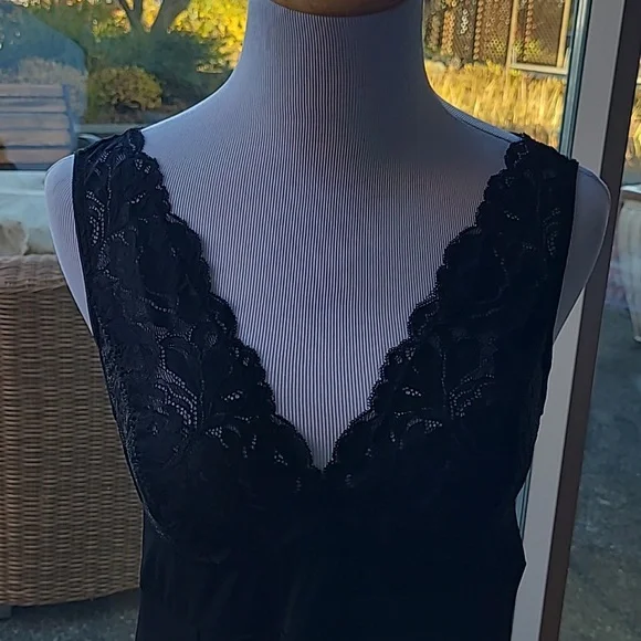 Nicole Miller Lace Satin Long Maxi Slip Dress Hi-Lo Style Size S - Picture 3 of 11